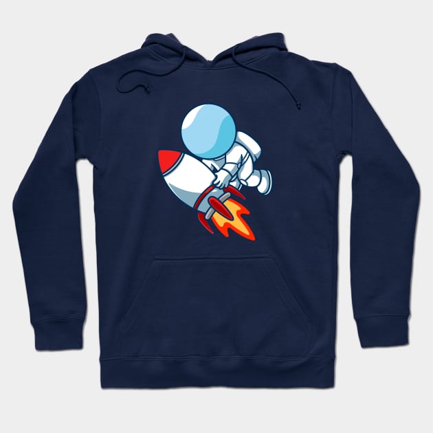 Astronaut Riding a Rocket Hoodie by garistipis